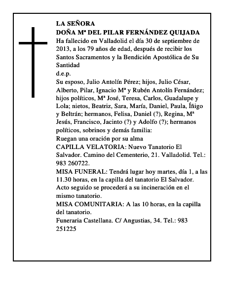 Doña Mª del Pilar Fernández Quijada