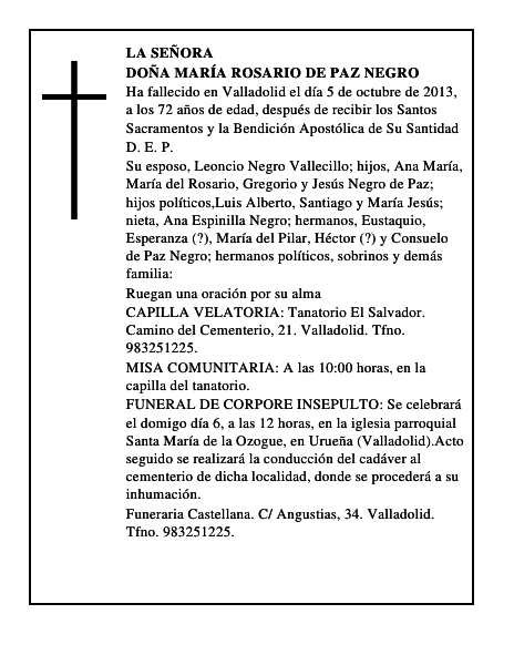 Doña María Rosario de Paz Negro
