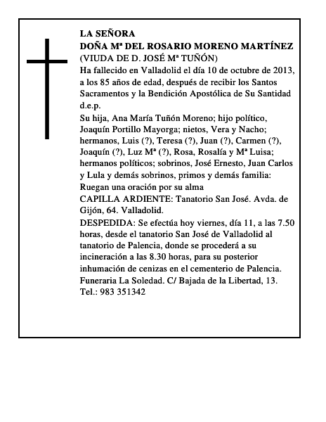Doña Mª del Rosario Moreno Martínez