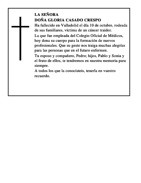 Doña Gloria Casado Crespo