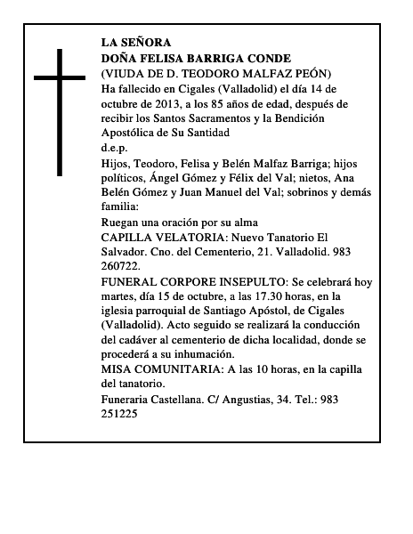 Doña Felisa Barriga Conde