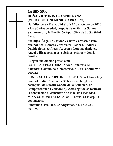 Doña Victorina Sastre Sanz