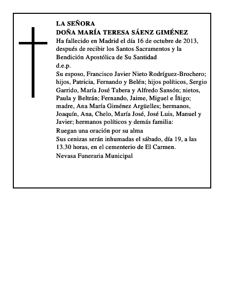 Doña María Teresa Sáenz Giménez
