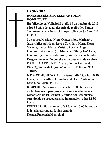 Doña María Ángeles Antolín Rodríguez