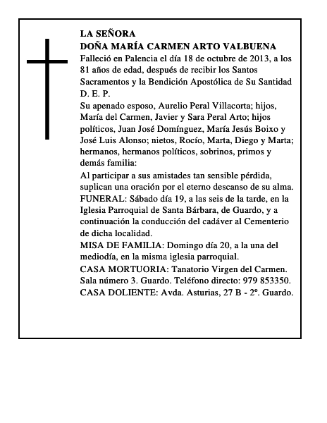 Doña María Carmen Arto Valbuena
