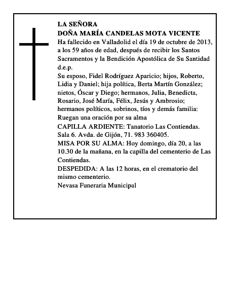 Doña María Candelas Mota Vicente