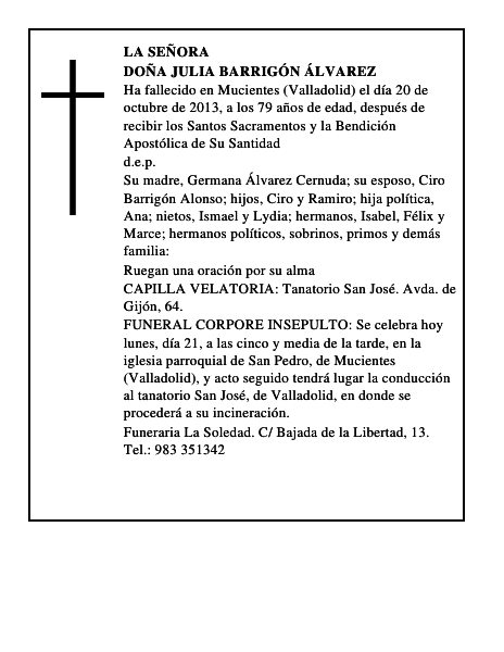 Doña Julia Barrigón Álvarez