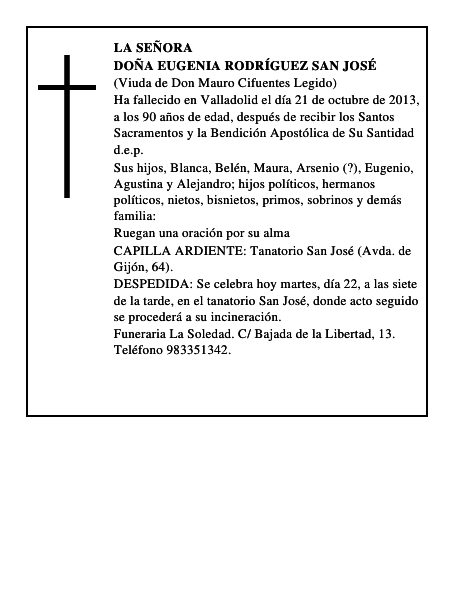 Doña Eugenia Rodríguez San José