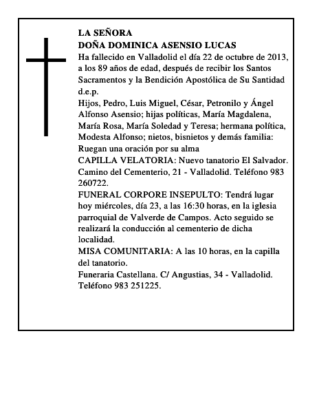 Doña Dominica Asensio Lucas