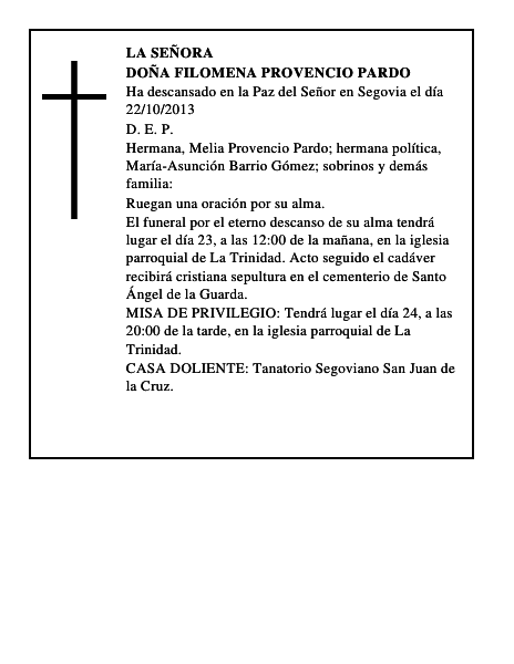 Doña Filomena Provencio Pardo