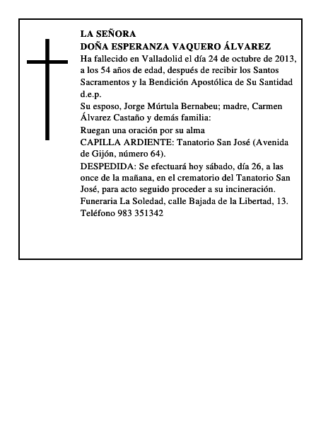 Doña Esperanza Vaquero Álvarez