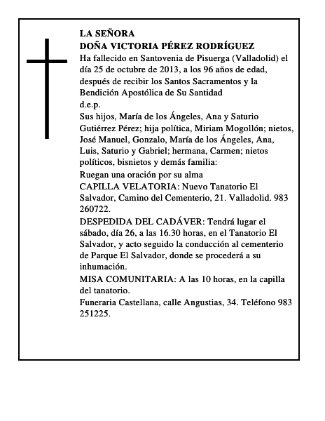 Doña Victoria Pérez Rodríguez