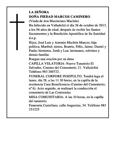 Doña Piedad Marcos Caminero