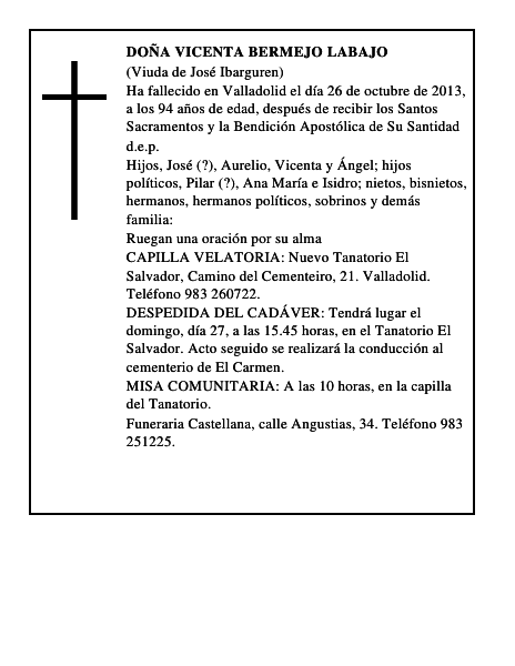 Doña Vicenta Bermejo Labajo