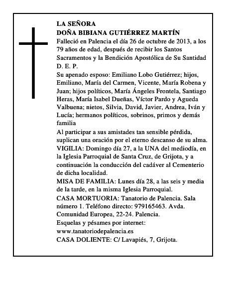 Doña Bibiana Gutiérrez Martín