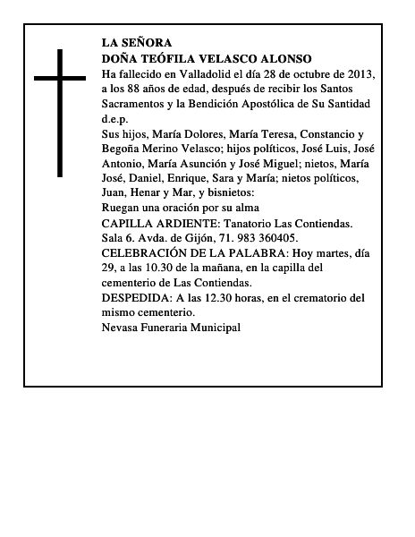 Doña Teófila Velasco Alonso