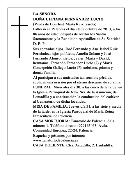 Doña Ulpiana Fernández Lucio