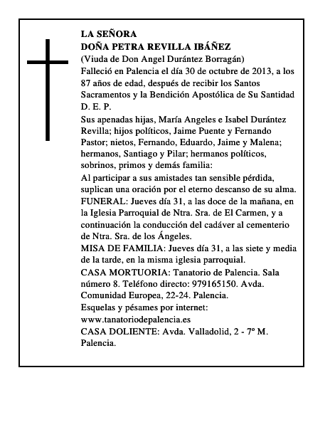 Doña Petra Revilla Ibáñez