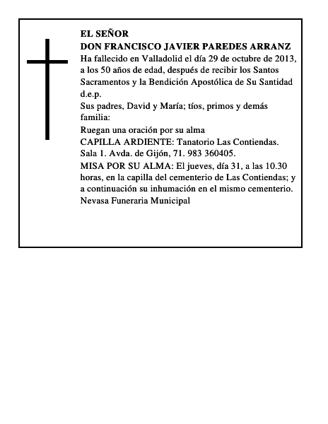 Don Francisco Javier Paredes Arranz