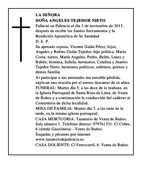 Doña Angeles Tejedor Nieto