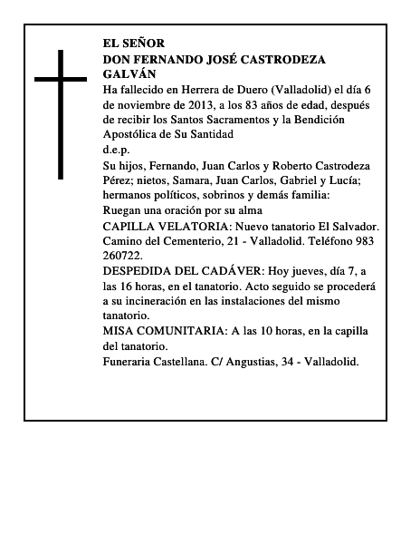 Don Fernando José Castrodeza Galván