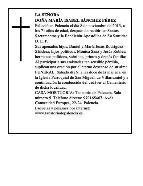 Doña María Isabel Sánchez Pérez