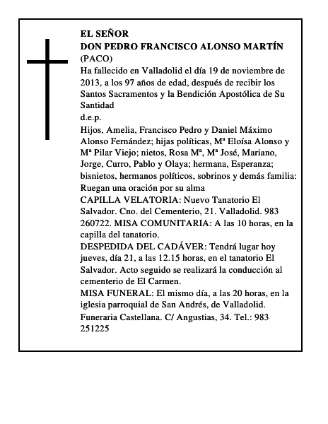 Don Pedro Francisco Alonso Martín
