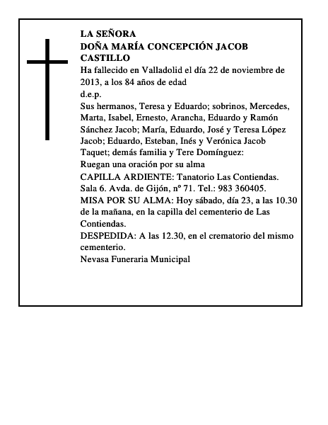 Doña María Concepción Jacob Castillo