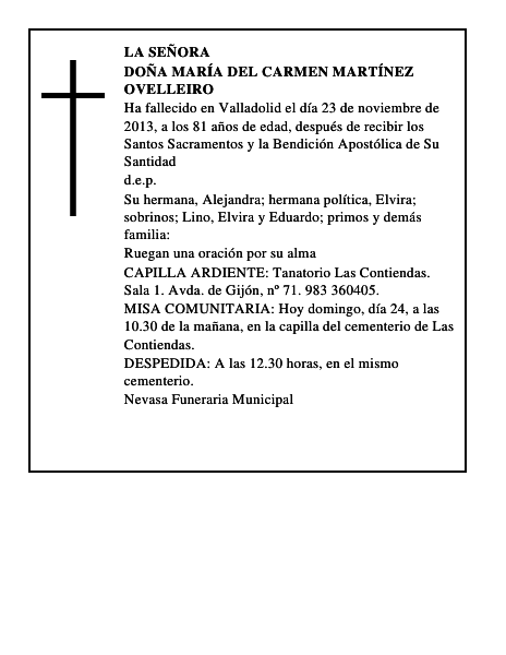 Doña María del Carmen Martínez Ovelleiro