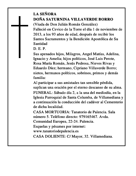 Doña Saturnina Villaverde Borro