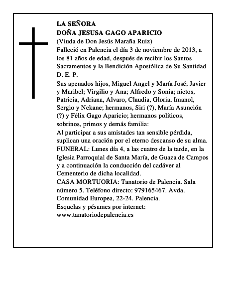 Doña Jesusa Gago Aparicio
