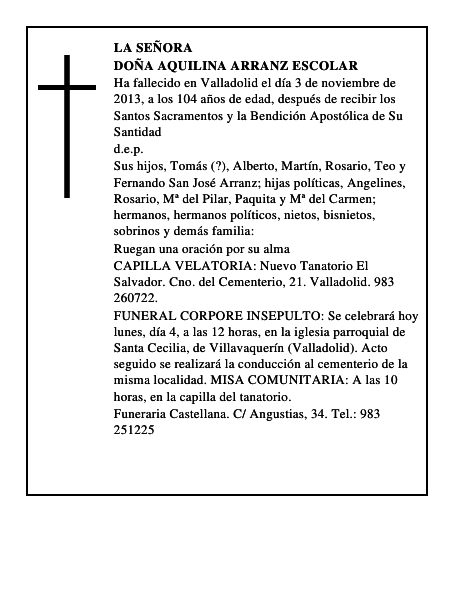 Doña Aquilina Arranz Escolar