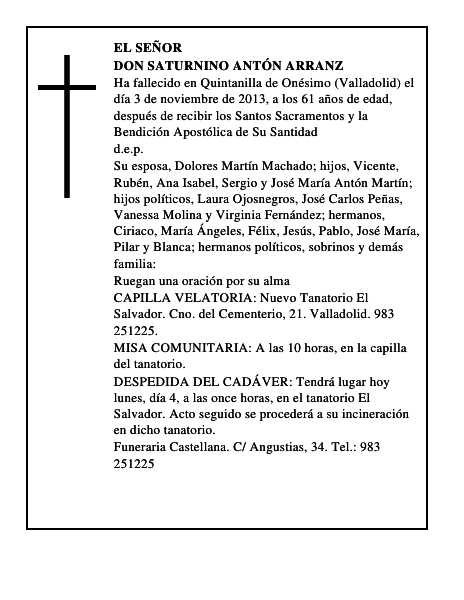 Don Saturnino Antón Arranz