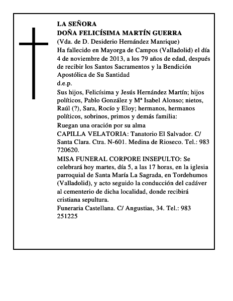 Doña Felicísima Martín Guerra