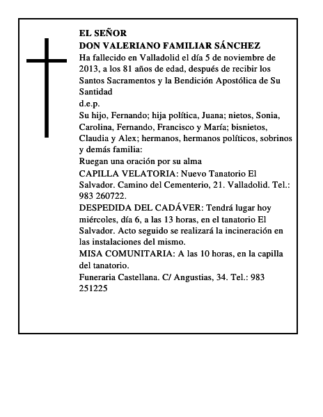 Don Valeriano Familiar Sánchez