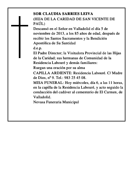 Sor Claudia Sarries Leiva