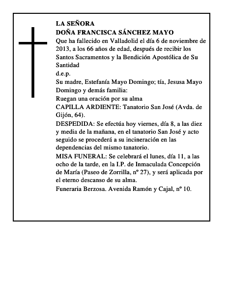 Doña Francisca Sánchez Mayo