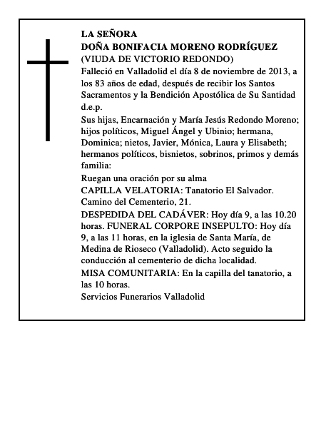 Doña Bonifacia Moreno Rodríguez