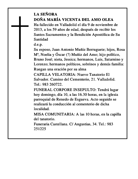 Doña María Vicenta del Amo Olea