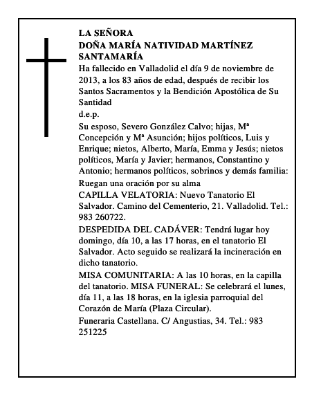 Doña María Natividad Martínez Santamaría