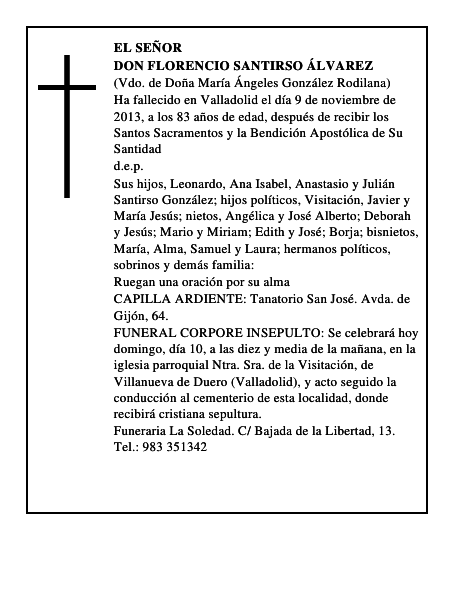 Don Florencio Santirso Álvarez