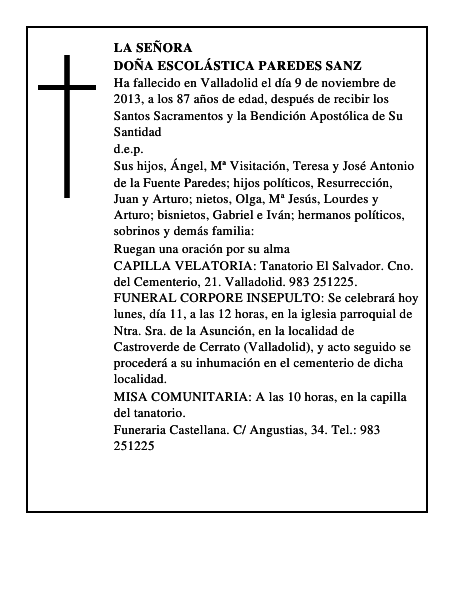 Doña Escolástica Paredes Sanz
