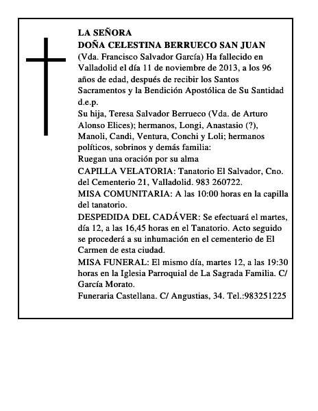 Doña Celestina Berrueco San Juan