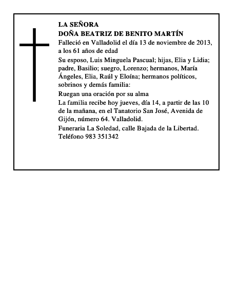 Doña Beatriz de Benito Martín