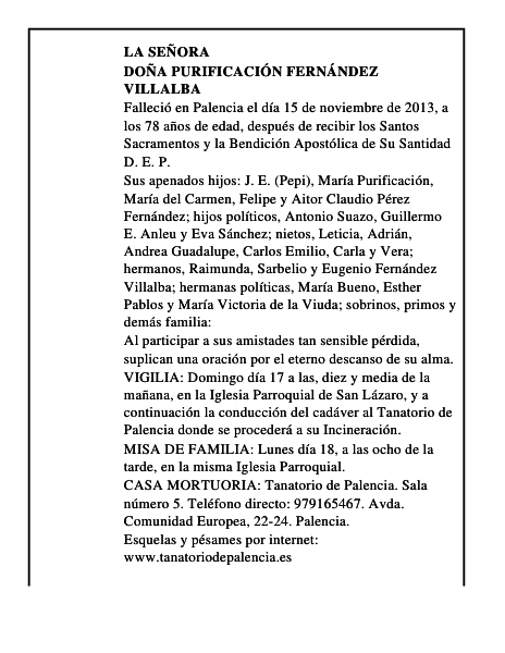 Doña Purificación Fernández Villalba