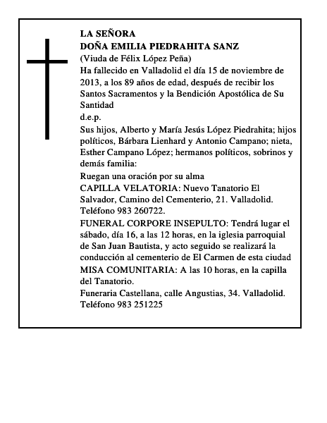 Doña Emilia Piedrahita Sanz