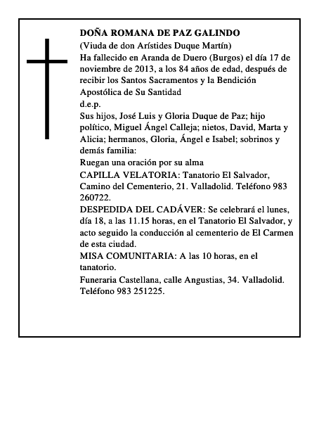 Doña Romana de Paz Galindo