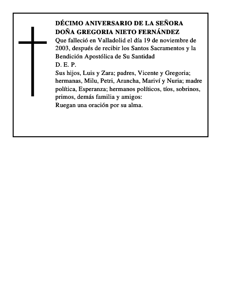 Doña Gregoria Nieto Fernández