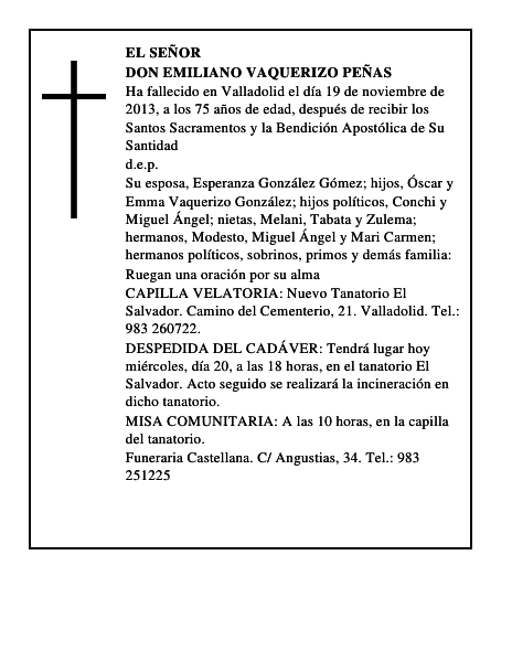 Don Emiliano Vaquerizo Peñas