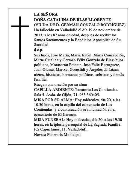 Doña Catalina de Blas Llorente